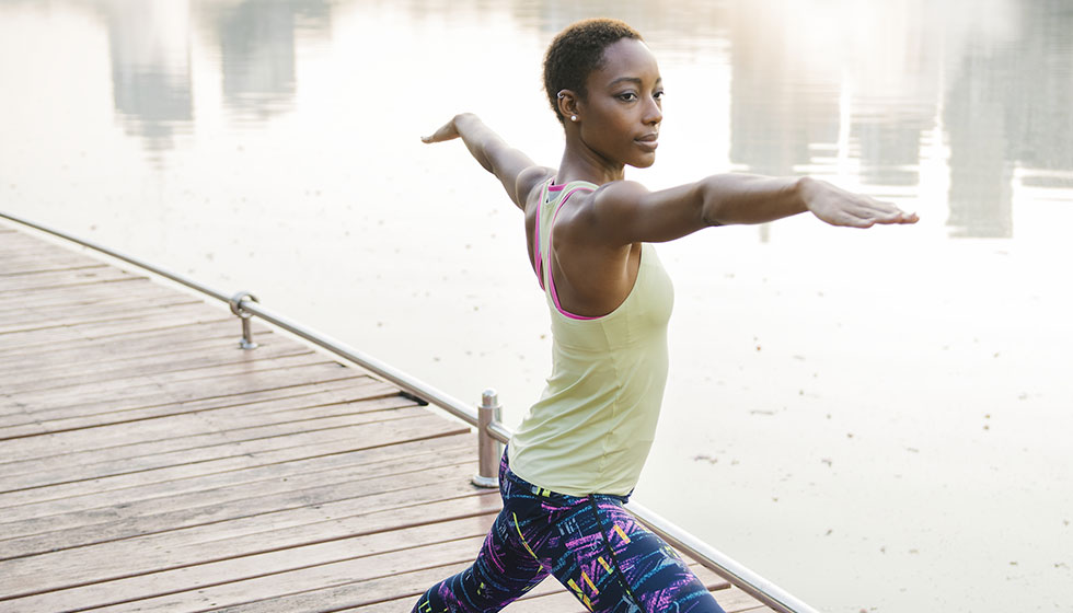 Woman practicing yoga