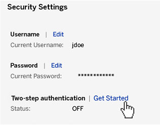 Security settings screenshot